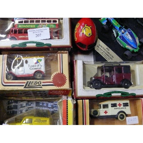 207 - MIXED SELECTION OF CAR AND BUS MODELS SEALED IN PACKS.