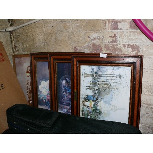 182 - FIVE VARIOUS WOODEN FRAMED PRINTS