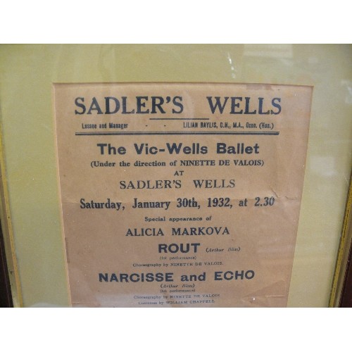 243 - OLD POSTER ADVERTISING THE VIC-WELLS BALLET UNDER THE DIRECTION OF NINETTE DE VALOIS AT SADLER'S WEL... 