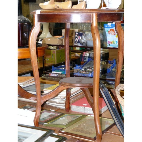 254 - VERY NICE TWO-TIER ROUND WALNUT SIDE TABLE.