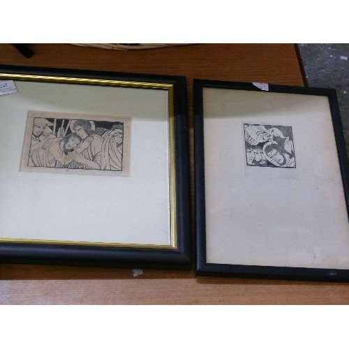 257 - FRAMED AND GLAZED WOOD ENGRAVING ON PAPER 'MARY MAGDALEN' BY ERIC GILL, LIMITED EDITION 4/15.  ALSO,... 