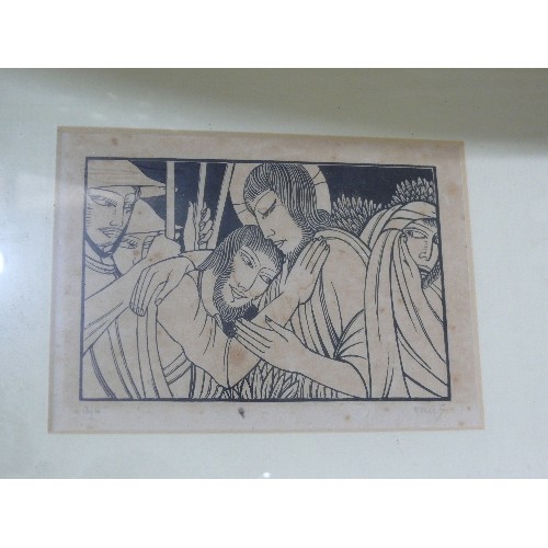 257 - FRAMED AND GLAZED WOOD ENGRAVING ON PAPER 'MARY MAGDALEN' BY ERIC GILL, LIMITED EDITION 4/15.  ALSO,... 