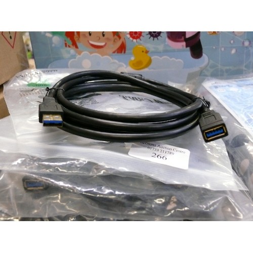 266 - TEN NEW PACKAGED USB EXTENSION CABLES FOR PRINTER / SCANNER.