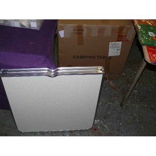 183 - STAINLESS STEEL CAMPING TABLE WITH ORIGINAL BOX.