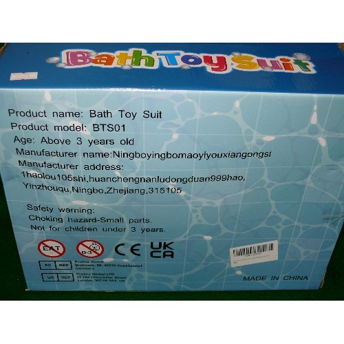 281 - KIDS BATH TOY SUIT, NEW AND BOXED.