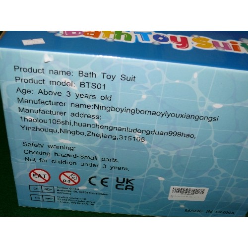 282 - KIDS BATH TOY SUIT, NEW AND BOXED.