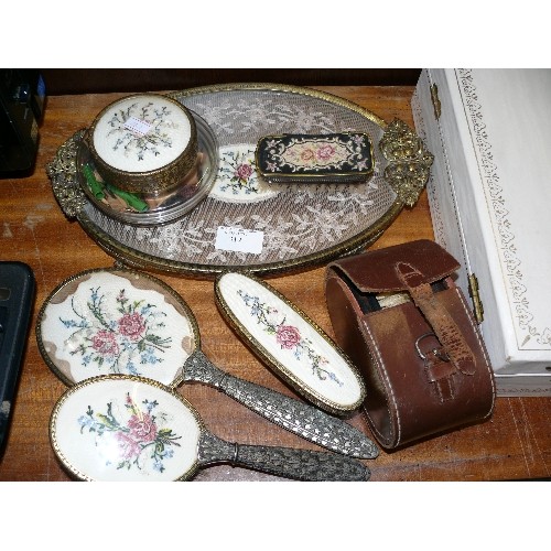 312 - VINTAGE VANITY DRESSING TABLE SET WITH REMOVABLE BRUSH, REGENT STREET LONDON.