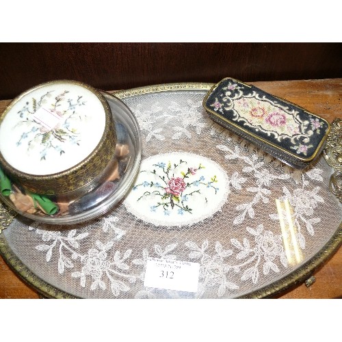 312 - VINTAGE VANITY DRESSING TABLE SET WITH REMOVABLE BRUSH, REGENT STREET LONDON.