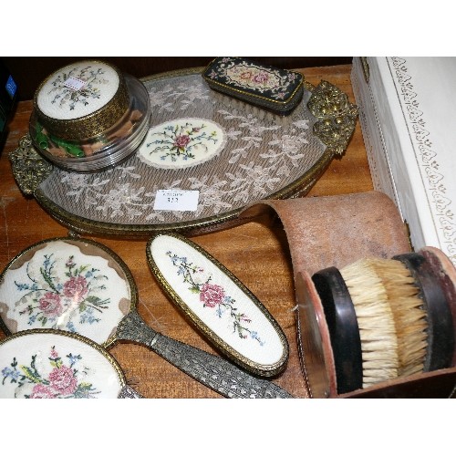 312 - VINTAGE VANITY DRESSING TABLE SET WITH REMOVABLE BRUSH, REGENT STREET LONDON.