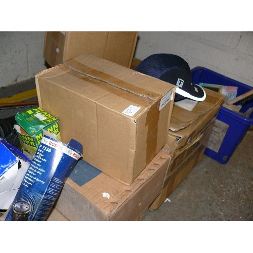 317 - LARGE QUANTITY OF MIXED NEW AND USED CAR PARTS AND ACCESSORIES - LIGHTS, FILTERS, NUMBER PLATES, JAC... 