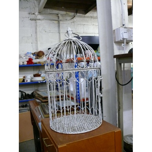 338 - LARGE WHITE METAL BIRD CAGE