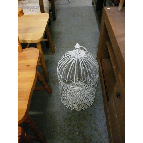 338 - LARGE WHITE METAL BIRD CAGE