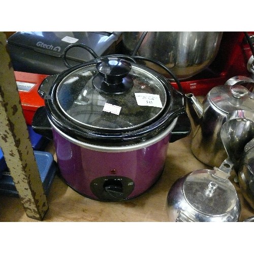 345 - SMALL PURPLE COOKS ESSENTIALS SLOW COOKER.