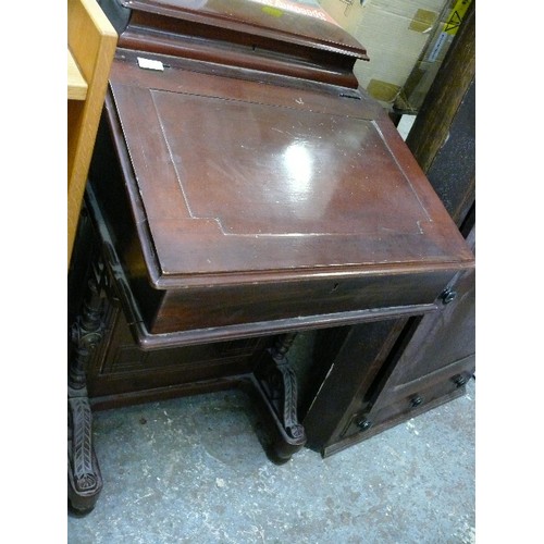 369 - DAVENPORT DESK WITH NICELY CARVED LEGS