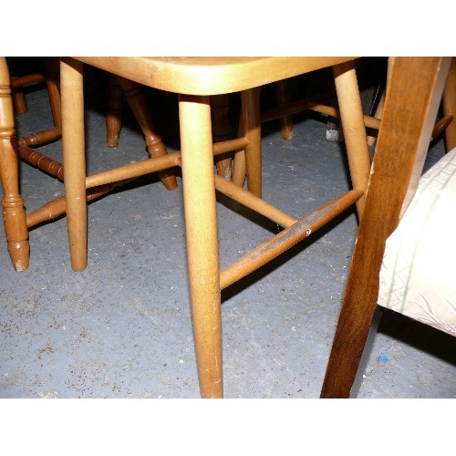 372 - THREE STICK BACK KITCHEN CHAIRS