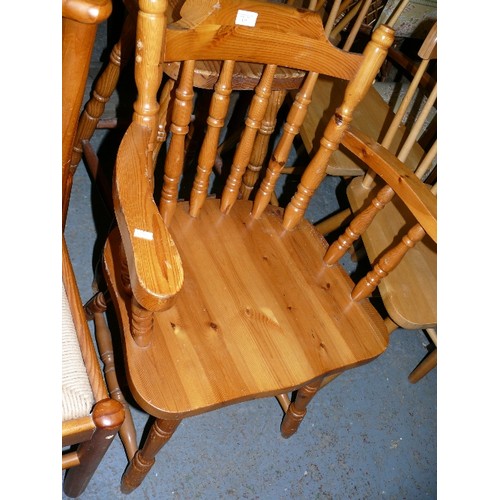 373 - SOLID PINE FARMHOUSE CARVER CHAIR