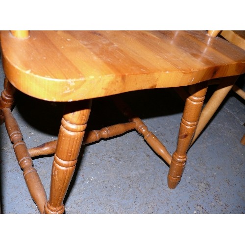 373 - SOLID PINE FARMHOUSE CARVER CHAIR