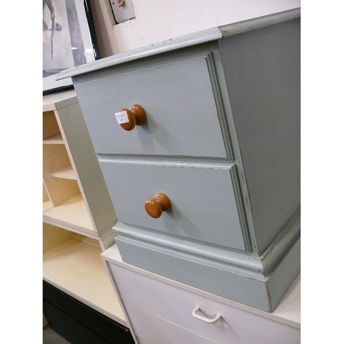 407 - PINE PAINTED TWO DRAWER BEDSIDE CHEST.