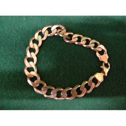 10 - 925 SILVER HALLMARKED, GOLD PLATED  CURB LINK BRACELET, 32G.