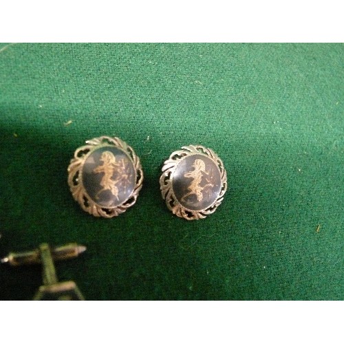 13 - SIAM STERLING SILVER CUFFLINKS AND SIAM STERLING SILVER EARRINGS.