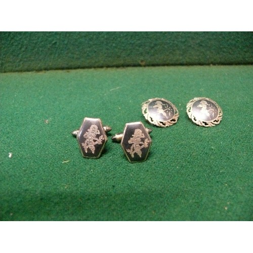 13 - SIAM STERLING SILVER CUFFLINKS AND SIAM STERLING SILVER EARRINGS.