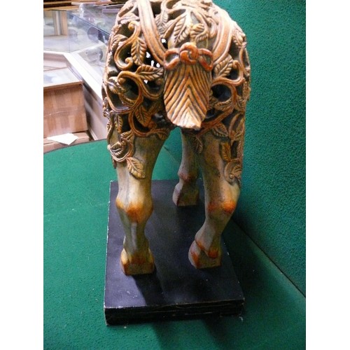 18 - LARGE CHUNAR HORSE SCULPTURE IN SOFT CINNAMON RED WITH A VERDE PATINA. 21