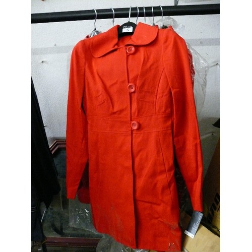 412 - NEW JANE NORMAN LADIES/GIRLS COATS IN RED.  SIX SIZE 8 AND ONE SIZE 10.