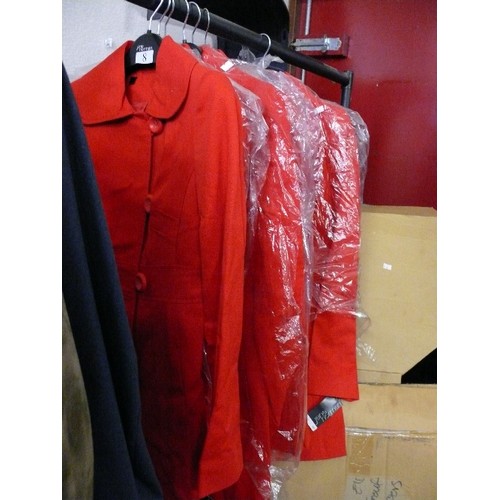 412 - NEW JANE NORMAN LADIES/GIRLS COATS IN RED.  SIX SIZE 8 AND ONE SIZE 10.