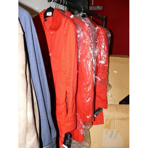 412 - NEW JANE NORMAN LADIES/GIRLS COATS IN RED.  SIX SIZE 8 AND ONE SIZE 10.