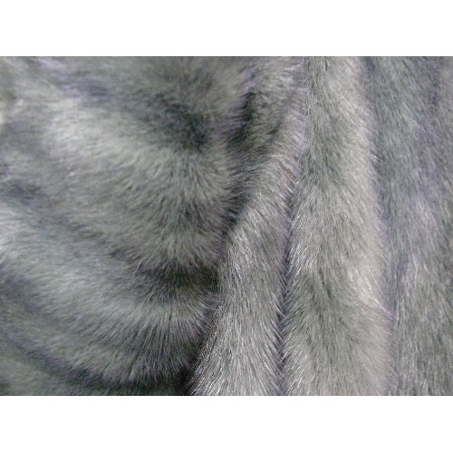 20 - STUNNING LONG FAUX MINK COAT GREEN/GREY, BEAUTIFULLY LINED.