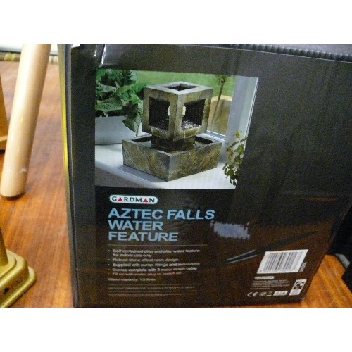 379B - AZTEC WALLS INDOOR WATER FEATURE, BOXED.