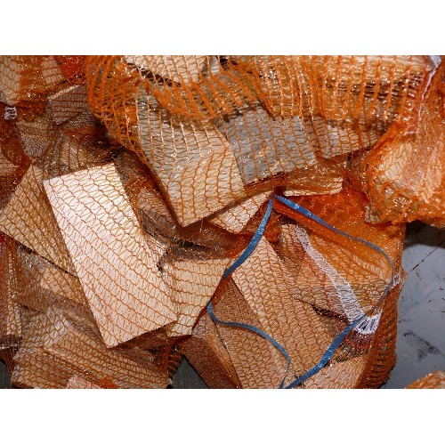 435 - THREE ORANGE DRY FIREWOOD OFFCUTS