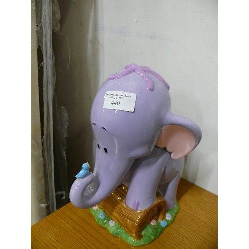 440 - TWO DISNEY MONEYBOXES - DUMBO AND EEYORE, PLUS A SQUIRREL 'NUTS ABOUT MONEY' MONEYBOX.