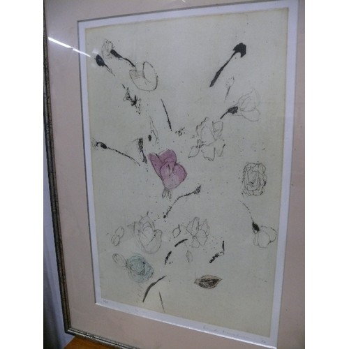 455 - LIMITED EDITION PRINT 1/40, ROSE STUDY FRAMED AND GLAZED.