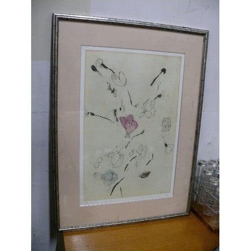 455 - LIMITED EDITION PRINT 1/40, ROSE STUDY FRAMED AND GLAZED.