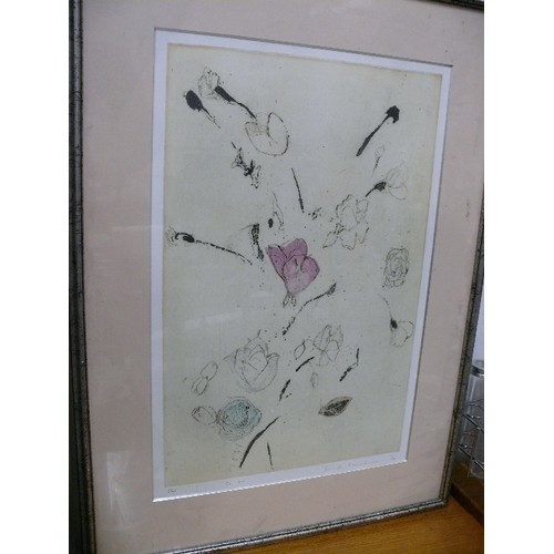 455 - LIMITED EDITION PRINT 1/40, ROSE STUDY FRAMED AND GLAZED.