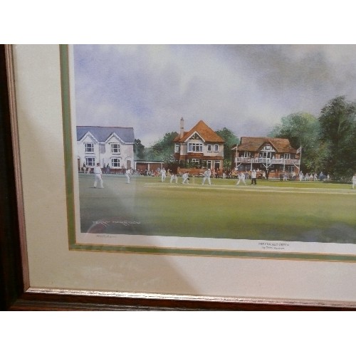 46 - 'THE CRICKET GREEN', A PRINT BY TERRY HARRISON, SIGNED.