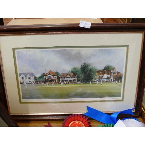 46 - 'THE CRICKET GREEN', A PRINT BY TERRY HARRISON, SIGNED.