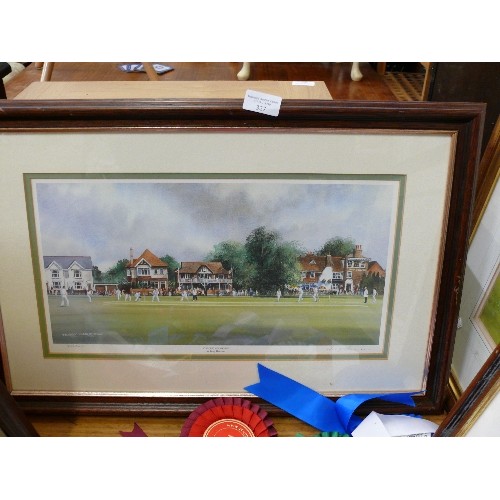 46 - 'THE CRICKET GREEN', A PRINT BY TERRY HARRISON, SIGNED.