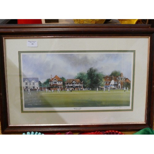 46 - 'THE CRICKET GREEN', A PRINT BY TERRY HARRISON, SIGNED.