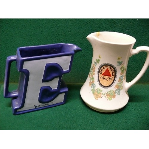 90D - A BASS PALE ALE WATER JUG BY BESWICK PLUS A WORTHINGTON WATER JUG BY WADE.