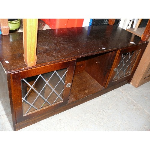 419 - LARGE DARK WOOD TV CABINET