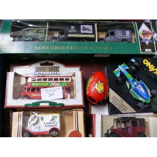 207 - MIXED SELECTION OF CAR AND BUS MODELS SEALED IN PACKS.