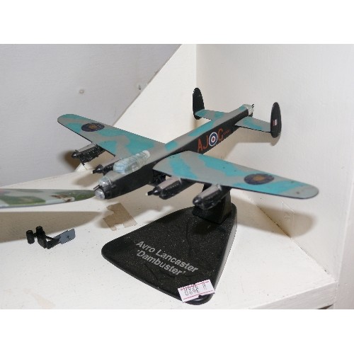 90 - MODEL AVRO LANCASTER AND A VULCAN ON STANDS.