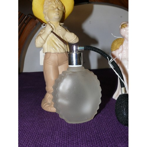 117 - THREE VINTAGE AVON PERFUME BOTTLES PLUS A VINTAGE ATOMISER.