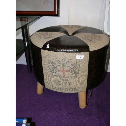 134 - LARGE DECORATIVE FOUR LEGGED CITY OF LONDON STOOL.