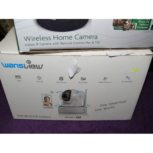 122 - A WIRELESS INDOOR IP HOME CAMERA WITH REMOTE CONTROL BY HOMEGUARD AND A FULL HP PTZ IP CAMERA BY WAN... 