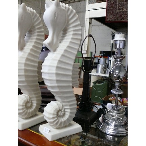 261 - A LARGE VERY NICE, HEAVY WHITE MARBLE SEAHORSE.