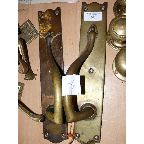 203 - PAIR OF BRASS DOOR HANDLES 12