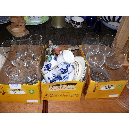 273 - A NICE SELECTION OF MIXED VINTAGE CHINA AND GLASSWARE INCLUDING DELFT AND RINGTONS.